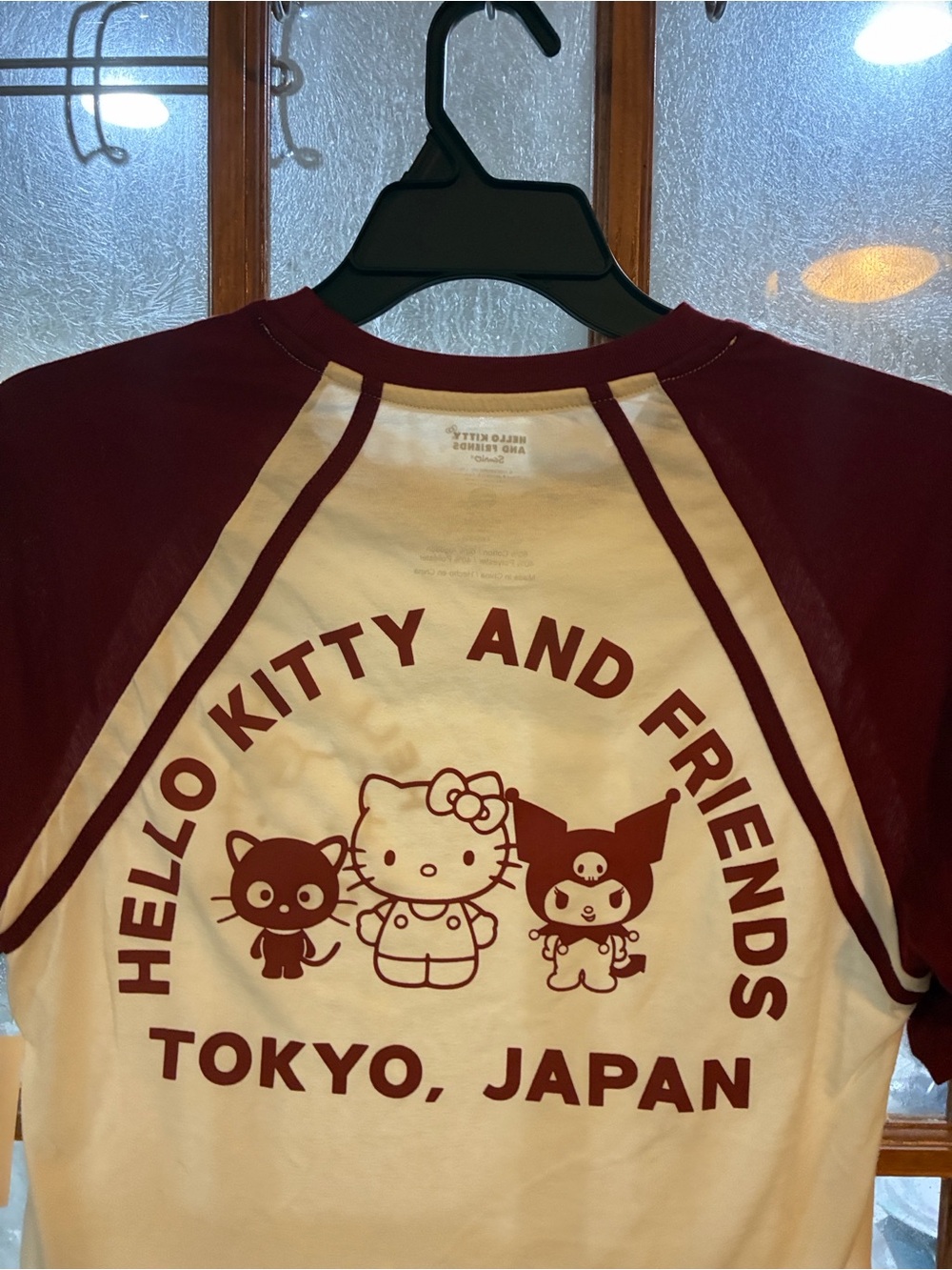 Hello Kitty Raglan Tee - White & Maroon